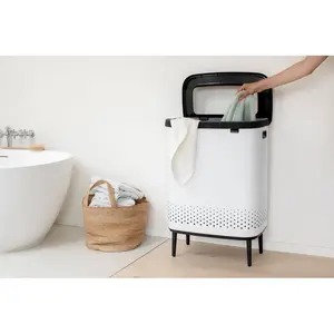 Brabantia Bo Hi 2 x 45 Litre Laundry Bin White