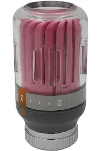 Goshe Pink/Grey Radiator Thermostatic Valve Head M30x1,5 Crystal Colour 8-30C Temperature