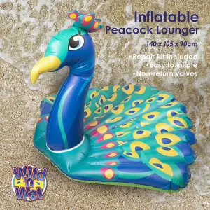 Inflatable Pool Float Peacock Lounger Novelty Swimming Lilo