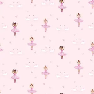 Holden Décor Pink & purple Glitter effect Ballerina Smooth Wallpaper Sample