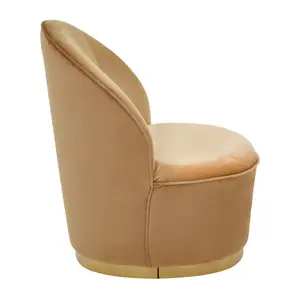 Gold Beige Kids Velvet Chair with Gold Base, Velvet Upholstery Kids Chair for Living Room, Dining Room