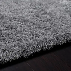 Silver Plain Shaggy Handmade Easy to Clean Rug for Living Room and Bedroom-160cm X 230cm