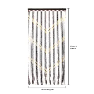 JVL Provence Beaded Door Curtain, 90 x 180 cm, Chevron