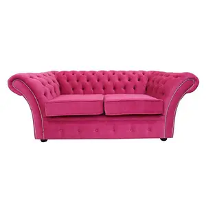 Chesterfield 2 Seater Danza Fuchsia Pink Fabric Sofa Settee In Balmoral Style