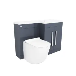 Nes Home 1100mm Right Hand Freestanding Grey Vanity BTW Toilet, WC and Basin