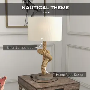 HOMCOM LED Nautical Table Lamp with USB Charging Port for Bedroom Living Room