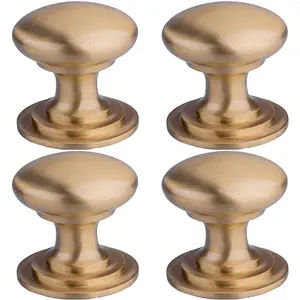 4 PACK - Victorian Tiered Door Knob - 42mm Satin Brass Cabinet Pull Handle Round Rose