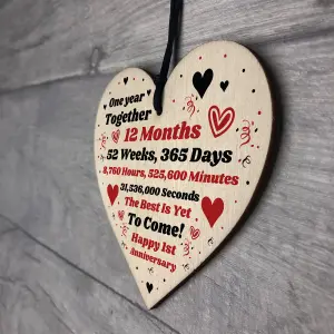 1st Anniversary Gift Husband Wife Wedding One Year Mr Mrs Gift Wood Heart