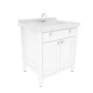 Kardelen Freestanding Single Bathroom Vanity with One Tap Hole Marble Basin White