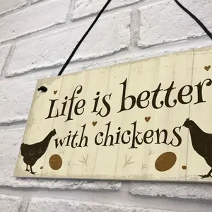 Red Ocean Life Is Better Funny Chicken Sign For Hen House Chicken House Garden Sign