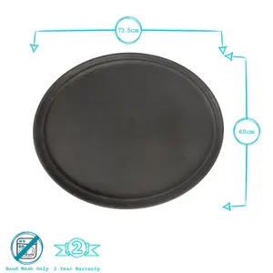 Oval Non-Slip Serving Tray - 73.5cm x 60cm - Black