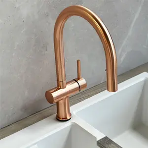 Liquida W19CP Single Lever Pull Out Head Copper Kitchen Mixer Tap