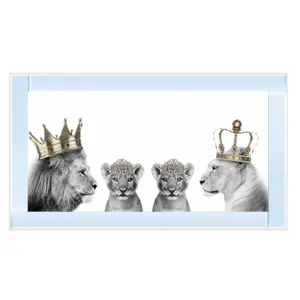 Lion Family 2 Girls Glitter Liquid Wall Art