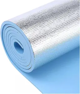 MantraRaj Aluminium Foil Backed Camping Mat Yoga Mat Thermal Insulated Roll Up Sleeping Picnic Exercises Mat Blue