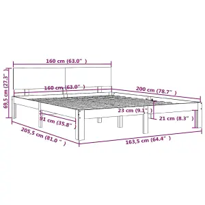 Berkfield Bed Frame Solid Wood Pine 160x200 cm