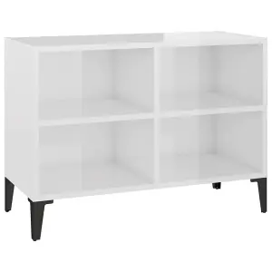 Berkfield TV Cabinet with Metal Legs High Gloss White 69.5x30x50 cm