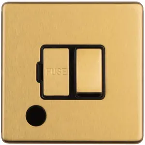 1 Gang 13A Switched Fuse Spur & Flex Outlet SCREWLESS SATIN BRASS Isolation