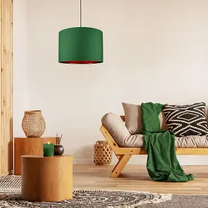 Modern Forest Green Cotton 16 Floor/Pendant Lamp Shade with Shiny Copper Inner