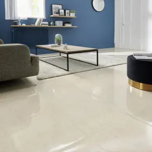 Colours Elegance Beige Gloss Marble effect Ceramic Indoor Wall & floor Tile, Pack of 7, (L)450mm (W)450mm