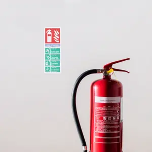 EAI - First Extinguisher Sign Dry Powder 75x200mm Self Adh Semi Rigid PVC - Pack of 2