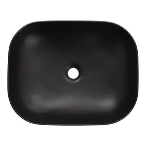 Rectangular Ceramic Bathroom Sink Countertop Basin Black W 495mm x D 390mm