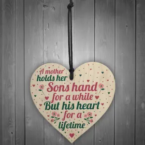 Red Ocean Mother And Son Gifts Wooden Heart Mum Birthday Christmas Gift Keepsake Plaque