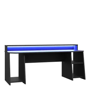 Loadout Wide Black Gaming Desk with Colour Changing LED