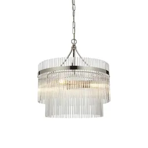 Luminosa Marietta 3 Light Multi Arm Lamp Ceiling Pendant Bright Nickel