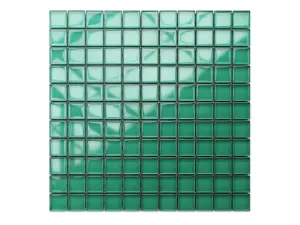 Glass mosaic on mesh for bathroom or kitchen 300mm x 300mm - Verdant fields