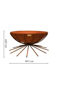 Outdoor Metal Dakota Fire Pit in Rust H37Cm W71Cm