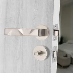 1 Set Nova Design Bathroom Door Handle Set Satin Nickel Finish