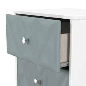 San Jose Ready assembled Duck egg blue & white 2 Drawer Bedside chest (H)521mm (W)450mm (D)395mm