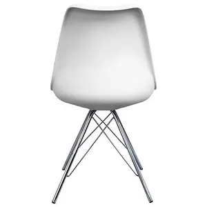 Soho White and Aqua Blue Plastic Dining Chair with Chrome Metal Legs