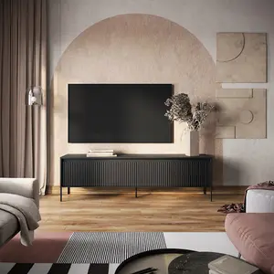 TREND Chic Large TV Cabinet with LED Lighting and Fluted Fronts (H)560mm (W)1930mm (D)400mm - White Matt