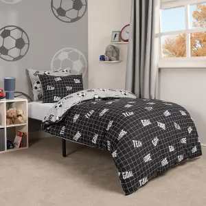 Football Duvet Cover Set Reversible Kids Bedding Quilt Pillowcase, Grey - Double