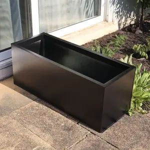 120cm Zinc Galvanised Matte Black Trough Planter