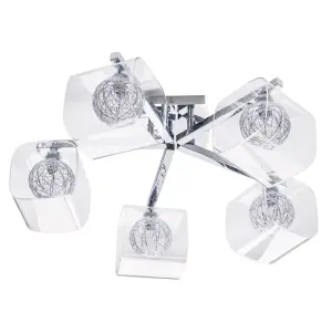 Litecraft Verona Chrome 5 Arm Wire Globe Ceiling Light