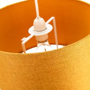 Contemporary and Sleek 12 Inch Ochre Linen Fabric Drum Lamp Shade 60w Maximum