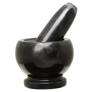 Maison by Premier Salerno Black Marble Mortar And Pestle