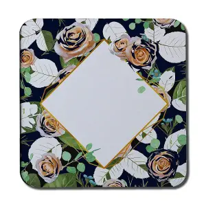 Decorative Flowers On Navy Background (Coaster) / Default Title