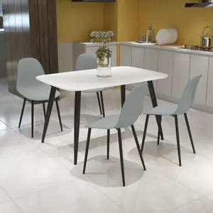 Core Products Aspen White 120cm Rectangular Dining Table with 4 Grey Plastic Curve Design Chairs