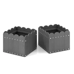 Costway 2 Pack Square Planter Box HDPE Flower Pot Raised Garden Bed