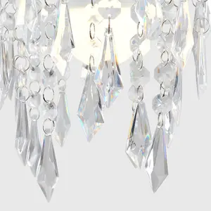 ValueLights Pair Of Chandelier Design Ceiling Pendant Light Shades With Clear Acrylic Jewel Effect Droplets