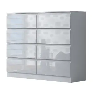 White Gloss Chest Of 8 Drawers Scratch Resistant Bedroom Furniture