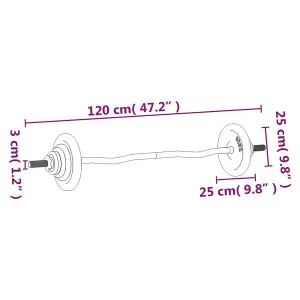 Barbell with Plates Set 30 kg Cast Iron & Chrome Plated Steel