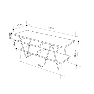 FWStyle TV Unit 3 Tier Anthracite Grey Scratch Resistant Black Metal Frame