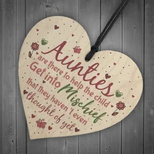 Red Ocean Funny Auntie Gift Best Friend Wooden Heart Shabby Chic Birthday Keepsake Niece Nephew Sign Plaque