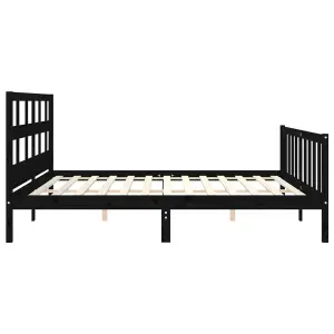 Berkfield Bed Frame with Headboard Black 200x200 cm Solid Wood