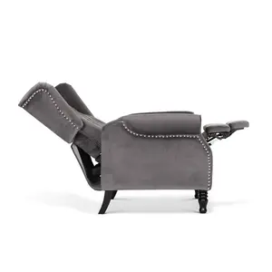 Velvet Dark Grey Marianna Manual Recliner Wingback Chair