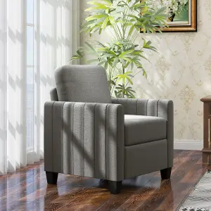 HOMCOM Modern Accent Chair with Spring Cushion, Back Pillow, Grey